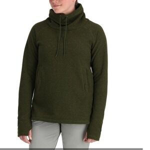Simms Women's Rivershed Sweater Riffle Green Heather Cowl Neck Pullover Size M